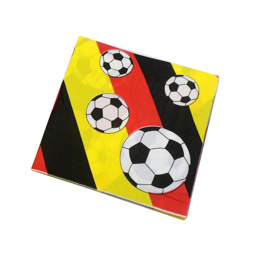 Guardanapo impresso de futebol tecido de papel colorido para festa de futebol restaurante banquete decoração utensílios de mesa suprimentos