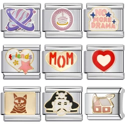 Heart Star Cake Planet Mom Fit 9mm Italian Link Bracelet Elastic Bangle DIY Gifts Making Jewelry Personality Hand Chain