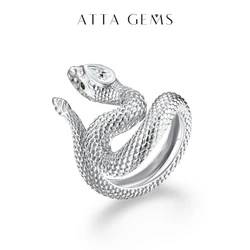 ATTAGEMS D VVS1 Color Pear Cut Trendy Moissanite Ring for Women Man Real 925 Sterling Silver Pure 14K Gold Snake Ring for Gift