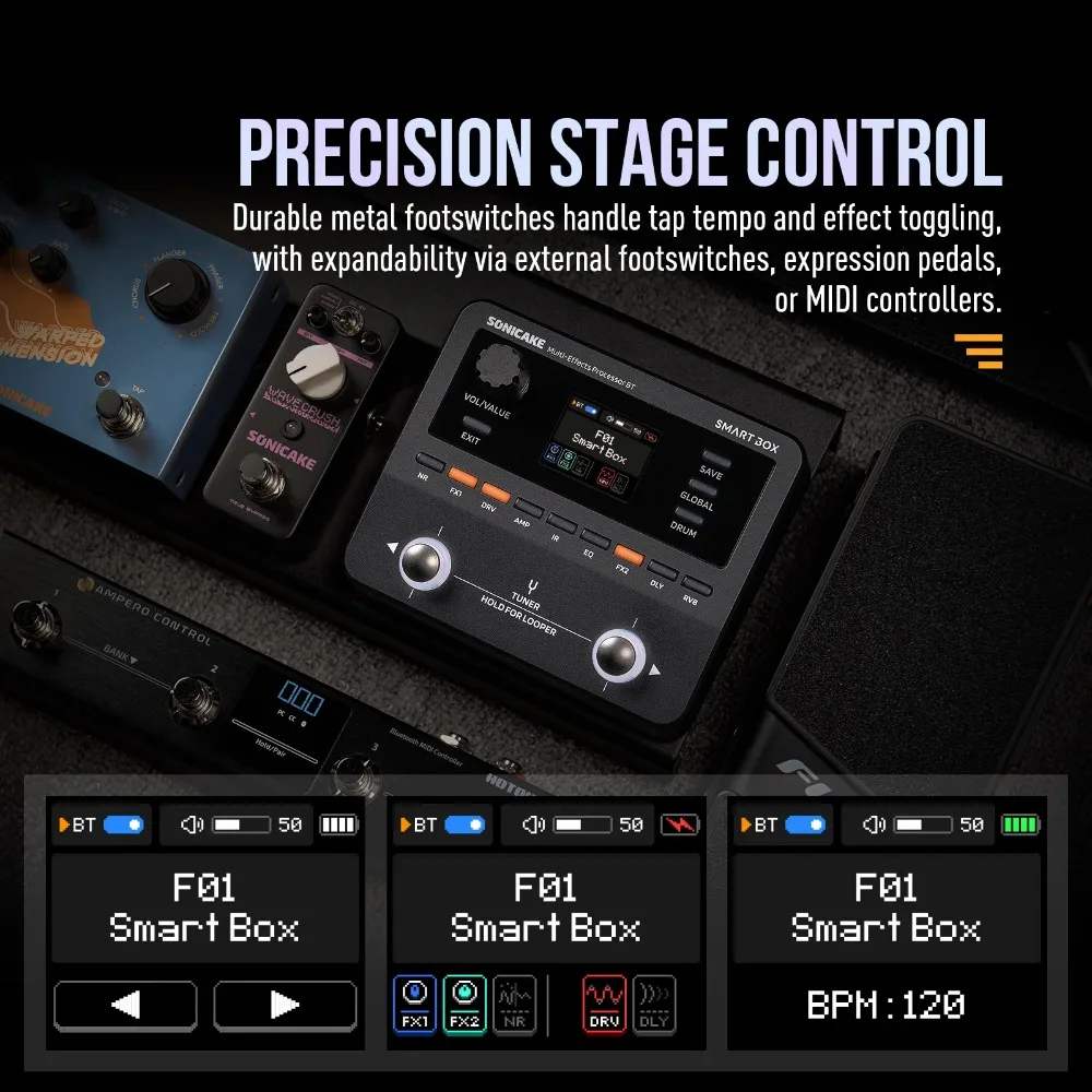 SONICAKE Smart Box Digital Multi-Effects Processor for Guitar Bass