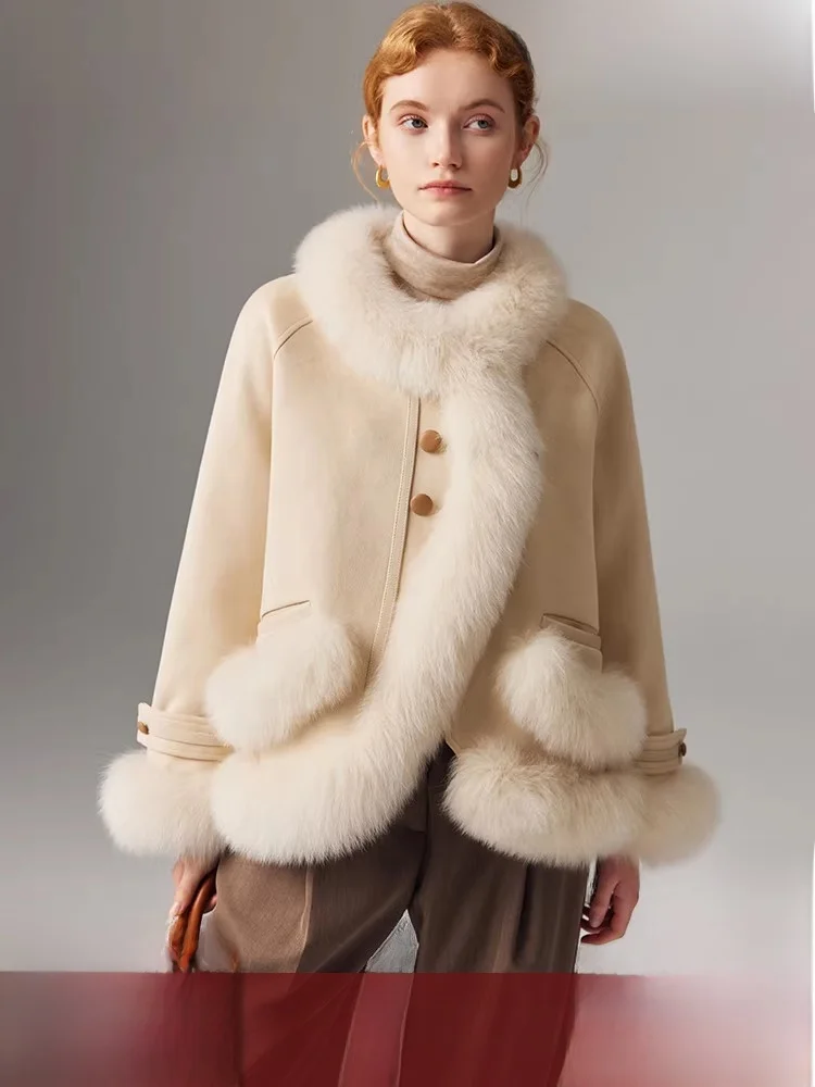 

Women's Fur Suede Velvet Coat Winter New Sle Luxury Sensation Quilted down Jaet Goose down Long Sve Loose Fit Kore...