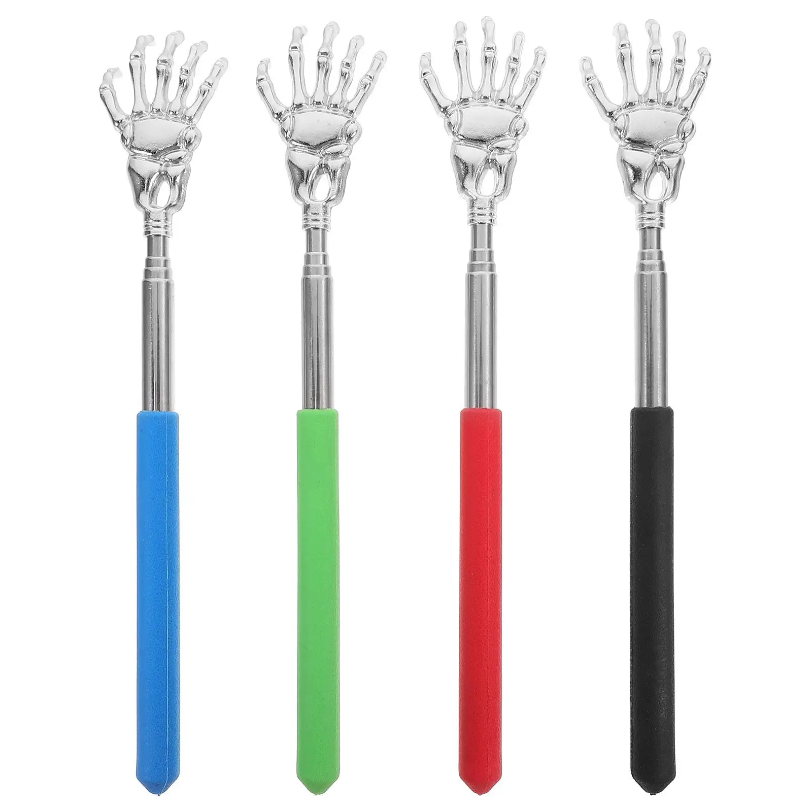 

4 Pcs Stainless Steel Retractable Itchy Wide Scratcher Soft Rubber Funny Back Scratcher Extendable Massager Head