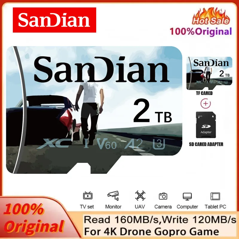 SD Card 2TB Micro High Speed 1TB 256GB 512GB TF Flash Card A1 A2 64GB 128GB Memory Card For Smartphone/surveillance Camera UAV