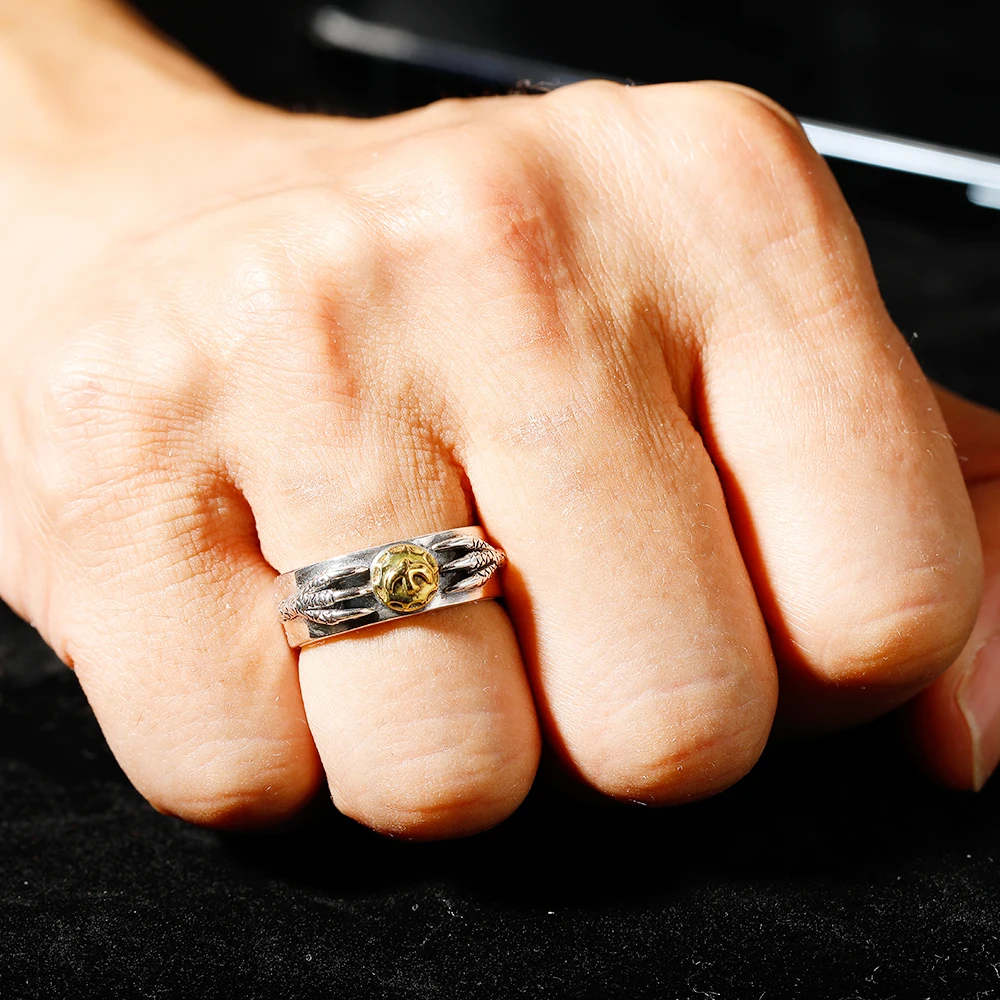 100% Pure 925 Sterling Silver Bird Rings Opening Vintage Men Signet Ring For Women Fine  Jewelry 0152