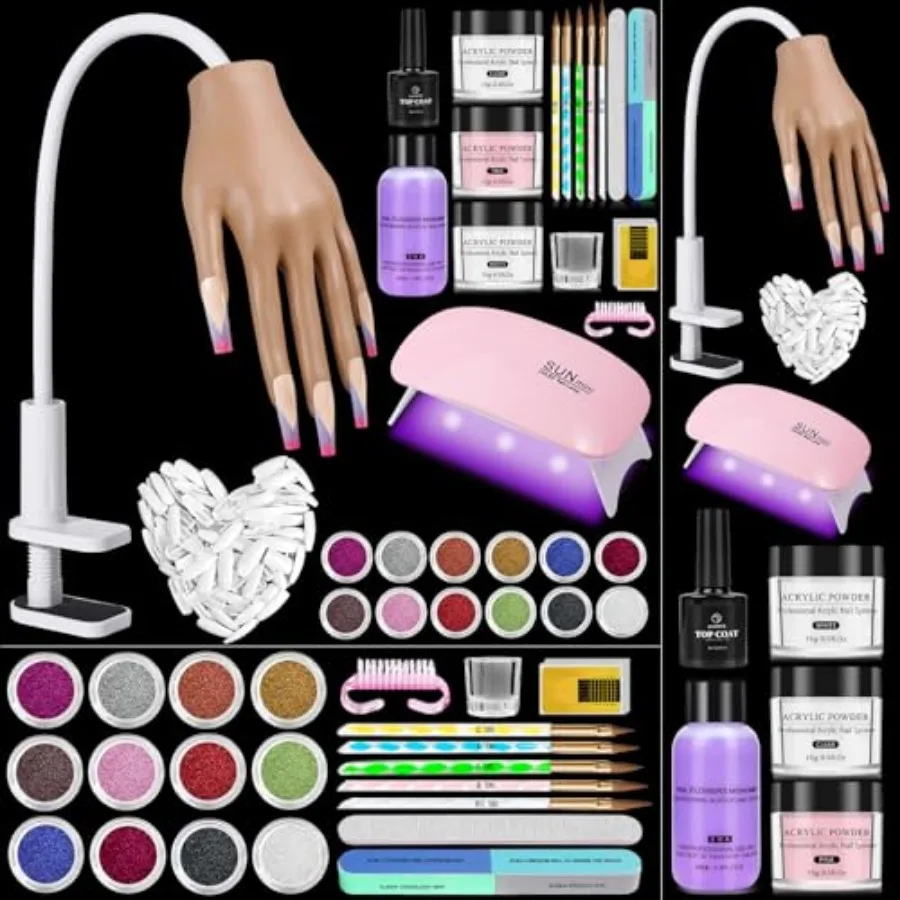 

Practice Hand for Acrylic Nails Kit: Fake Silicone Hands Nail Mannequin Hand for Nail Extensions Caving - Flexible Manicure Han