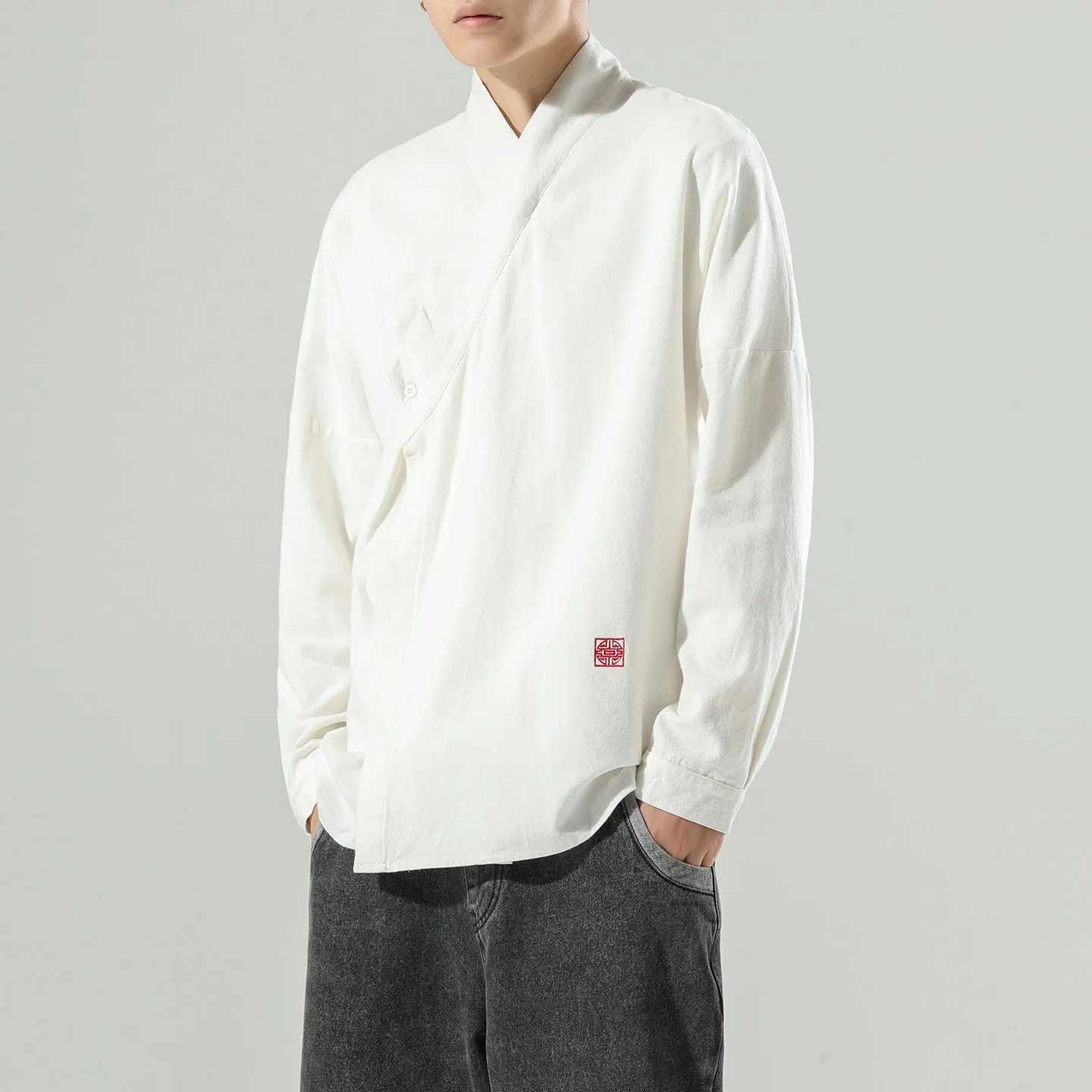 Autumn Shirts Men's Cotton Linen Breathable Tang Suit Casual Jackets Chinese Style Traditional Retro Kung Fu Tai Chi Shirts Mens