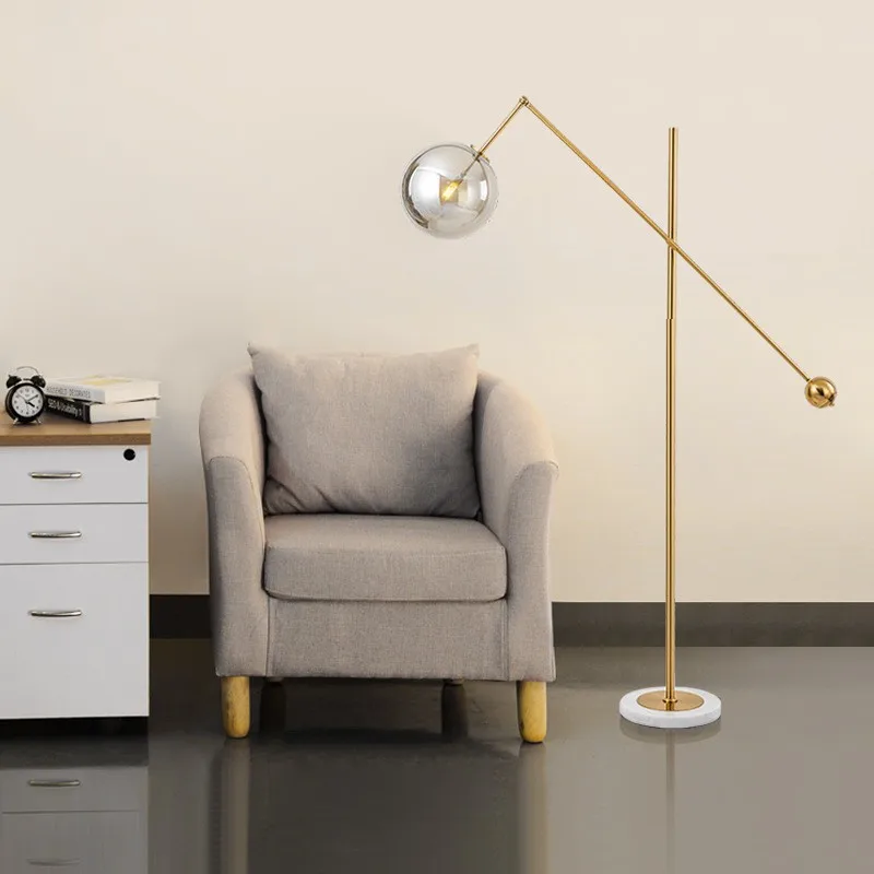 

Post modern creative glass ball living room floor lamp art bedside bedroom Nordic fishing marble floor lamp