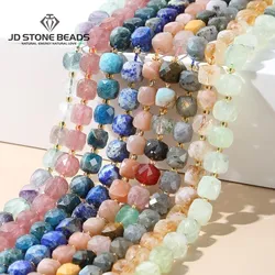 Faceted Square Natural Lapis Lazuli Citrines Crystal Beads Loose Spacer Cube Bead For Jewelry Making Diy Bracelet Accessory