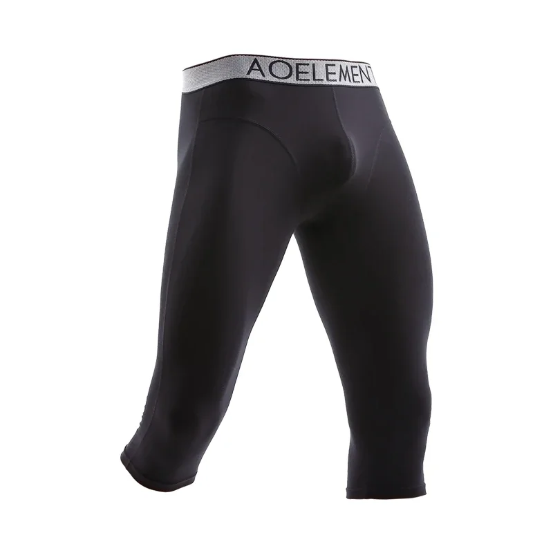 Herren Anti-Verschleiß-Sportunterhose mit Verlängerter Beinpartie, Cropped Pants, Modal-Boxershorts, Lauf-Boxershorts