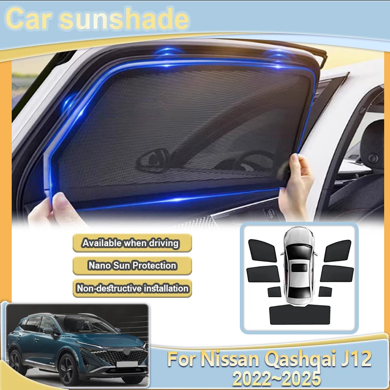 

For Nissan Qashqai J12 e-Power MK3 2022-2025 2023 2024 Car Sunshade Windshield Cover Shading Shade Curtain Visor Car Accessories
