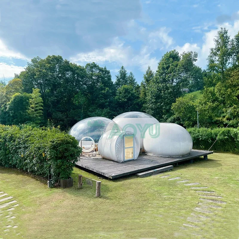 AOYU Luxury Inflatable Advertisement Bubble Tent PVC Waterproof Fabric For Hotel Camping 2 Person Capacity