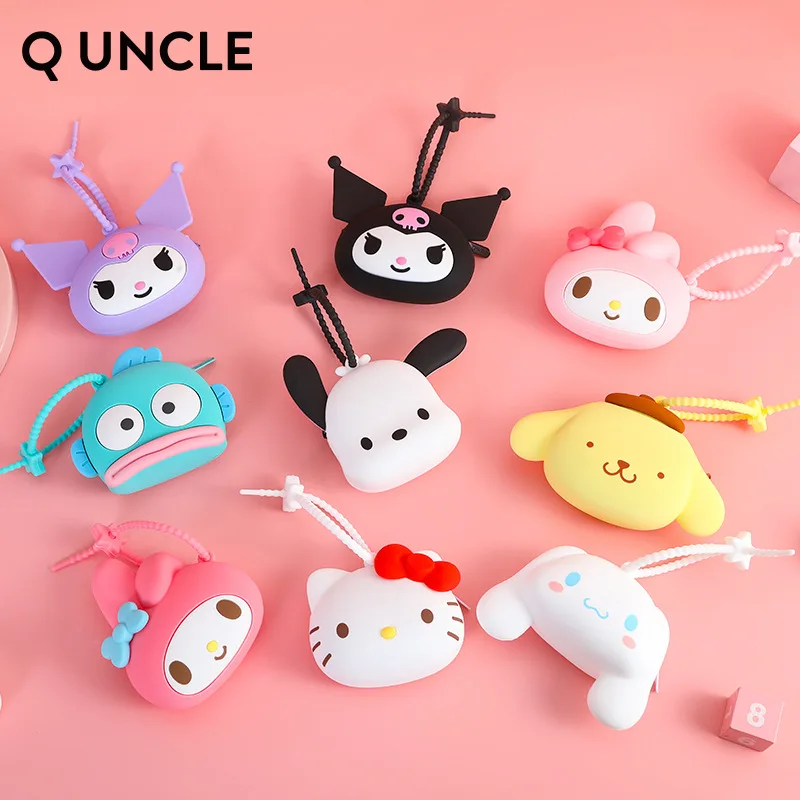 Sanrio Kawaii  Kuromi, Hello Kitty, Cinnamoroll, Anime Coin Purse  Waterproof Silicone Keychain Wallet  Cute Headphone Case Gift