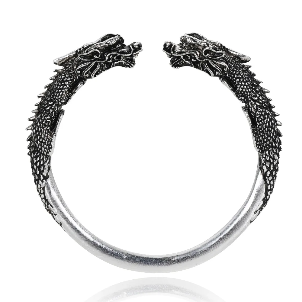 Fashion Zhaocai Wide Face Double Pixiu Pure Silver Bracelet Vintage Personalized Open Bracelet with Old Men's Chinese Style