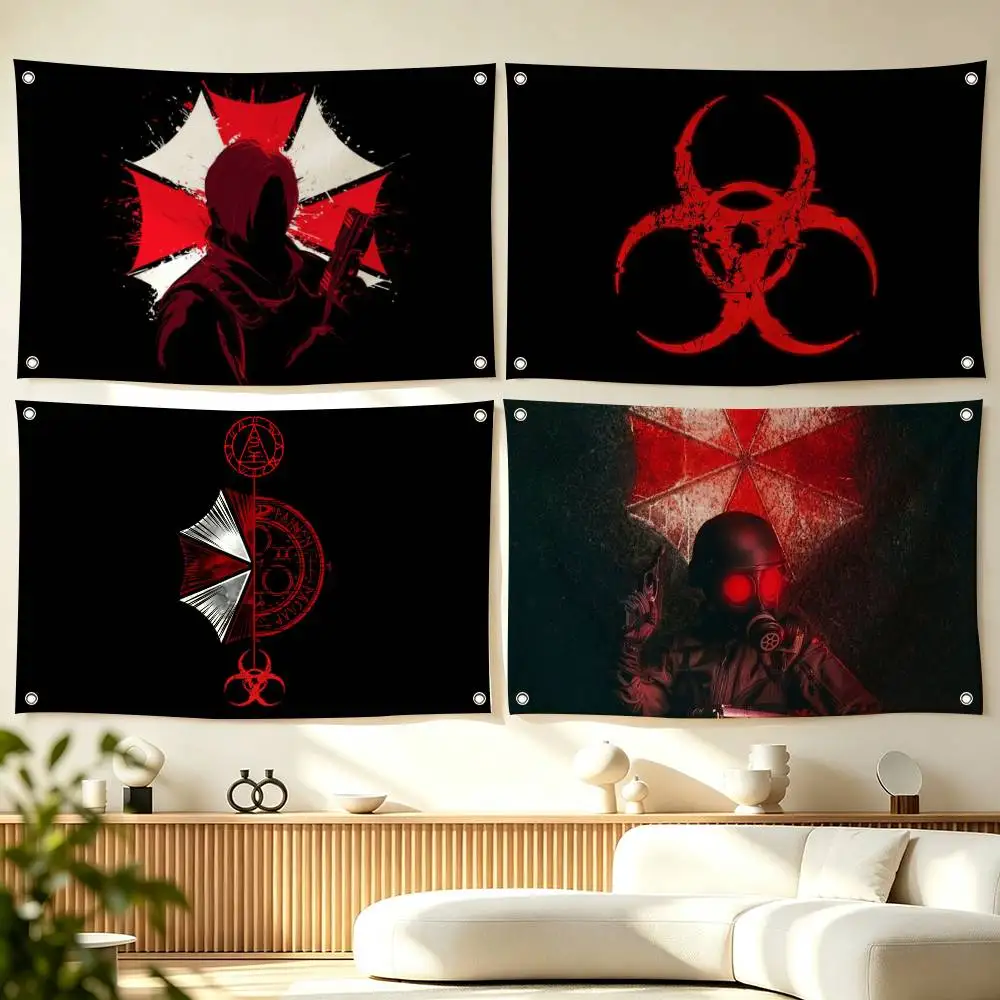 R-Resident Evil Umbrella Corporation  Flags Wall Hanging Tapestry Outdoor Garage Room Decorative flag Background Blanket