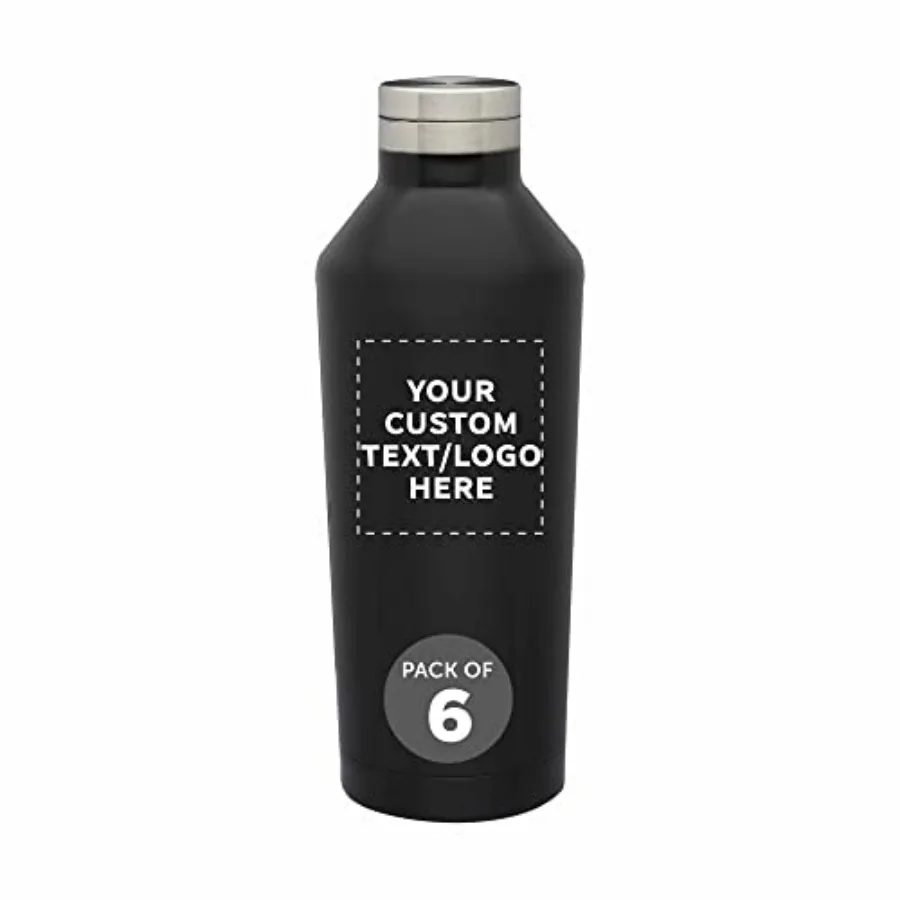 Custom Stainless Steel Water Bottles 17 oz. Set of 6, Personalized Bulk Pack - Double Wall, Perfect for Coffee, Soda, Other Hot