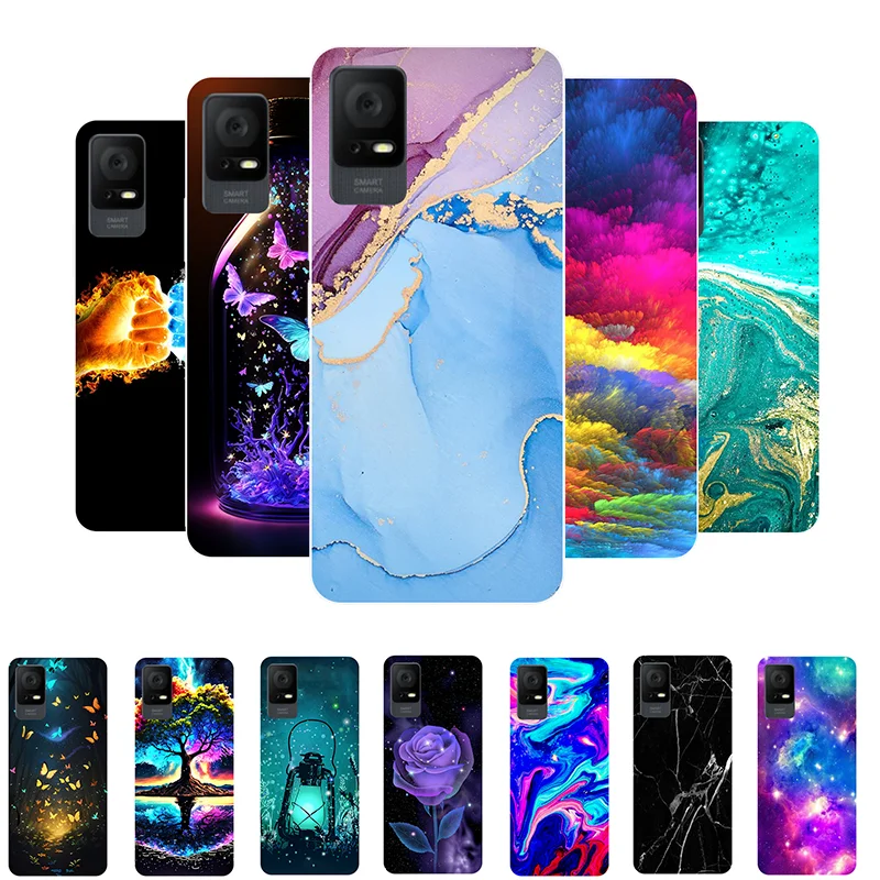 For Funda TCL 408 T507D Case Soft Silicone Marble Back Cover Phone Case for TCL 408 Case TCL408 2023 etui Coque