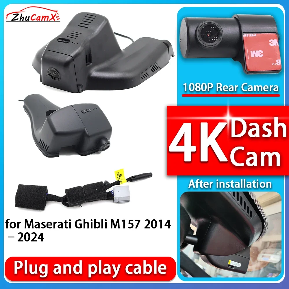 4K 2160P Camera Plug and Play Dash Cam Video Night Vision For Maserati Ghibli M157 2014–2024