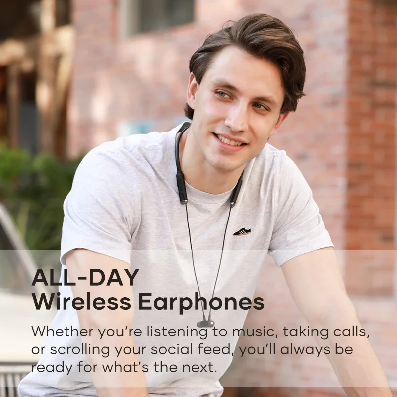 Wavefun Flex3 Bluetooth Neckband Earphones 24bit aptX HD Wireless Headphones with 10mm Titanium Speakers 30 Hours Music Playtime