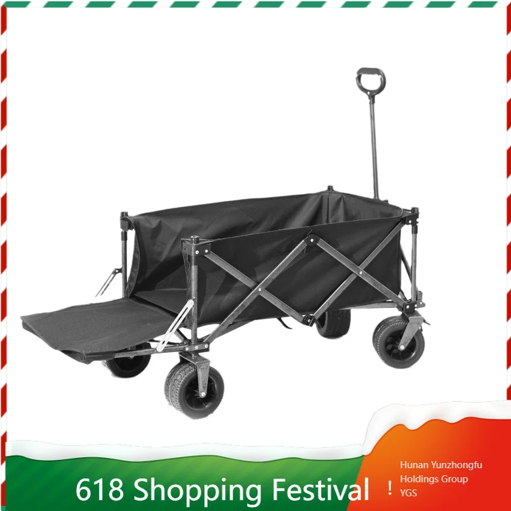 Space Saving Foldable Compact Camping Wagon Multi Purpose Hand Trolley For Outdoor Picnic Street Vending Hauling