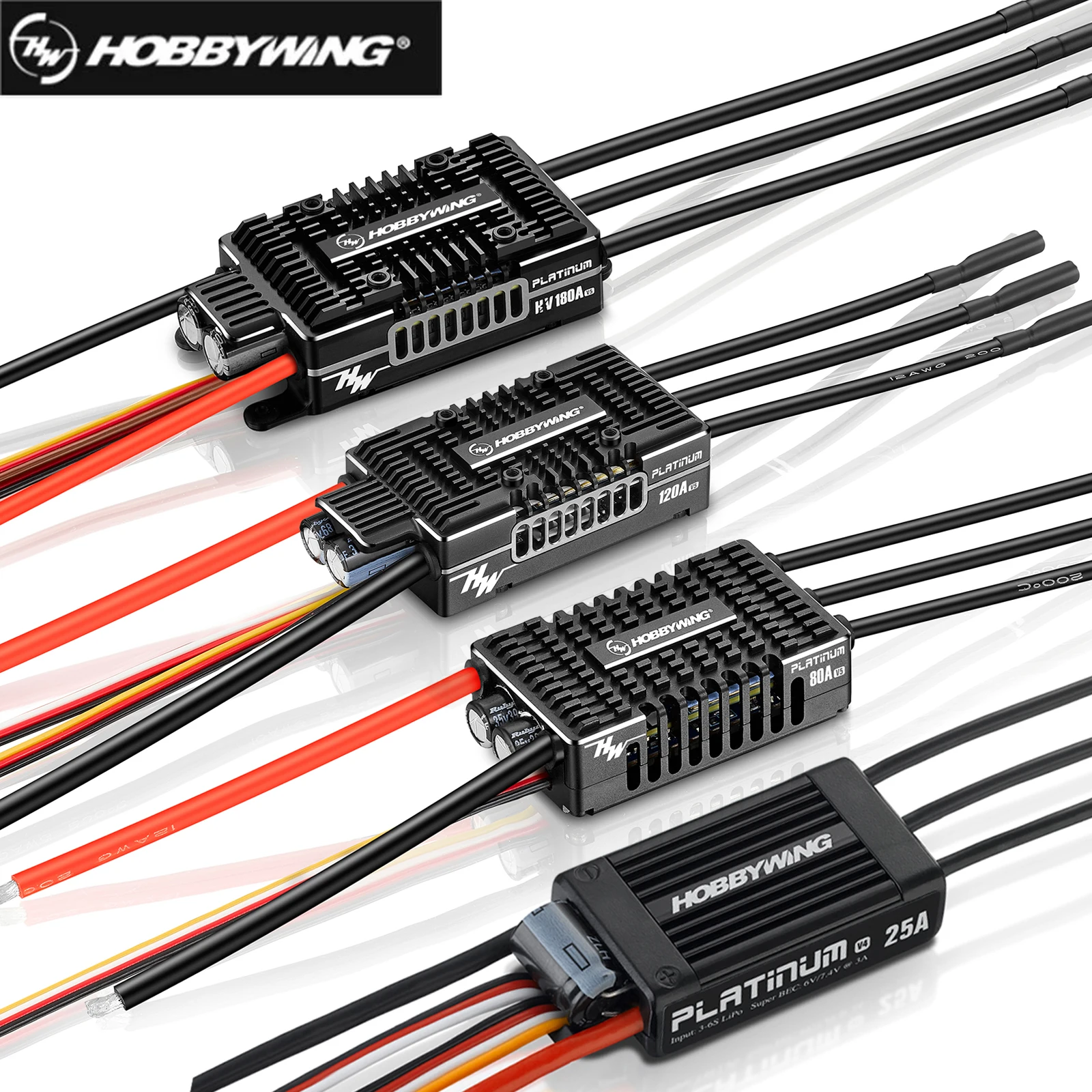 

Hobbywing Platinum V5 80A 120A 150A 3-8S Brushless ESC Electric Speed Control Switchable BEC Output For RC Helicopter Fixed-Wing