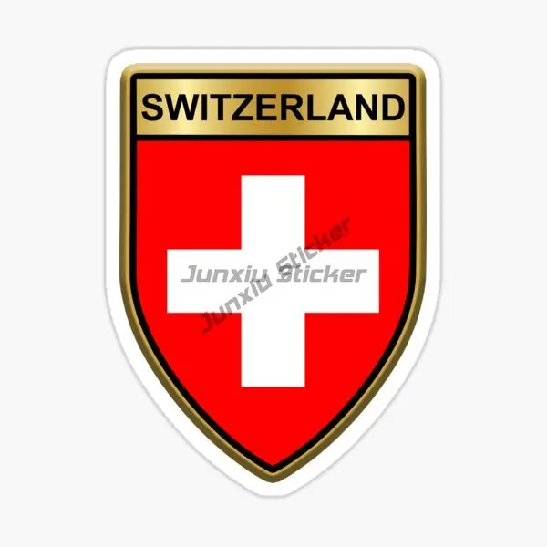 

Switzerland with Flag Car Sticker CH Country Code Vinyl Self-adhesive Reflective Truck Waterproof Decal Decorative Accessory