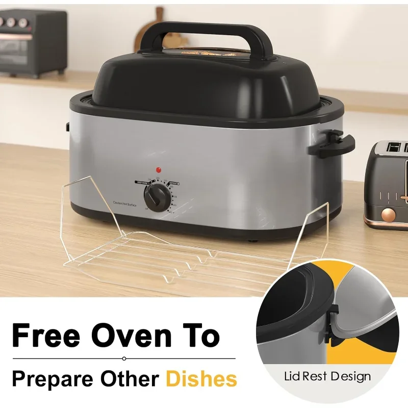 

Brand new.Roaster Oven 28 Quart, Electric Roaster Large Stainless Steel Electric Turkey Pan with Visible & Self-Basting Lid,