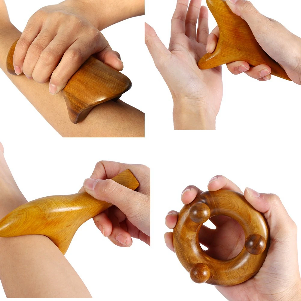 Gua Sha Massager 5Styles Vietnam Fragrant Wood Body Foot Reflexology Acupuncture Thai Massager Roller TherapyWood Spa Therapy