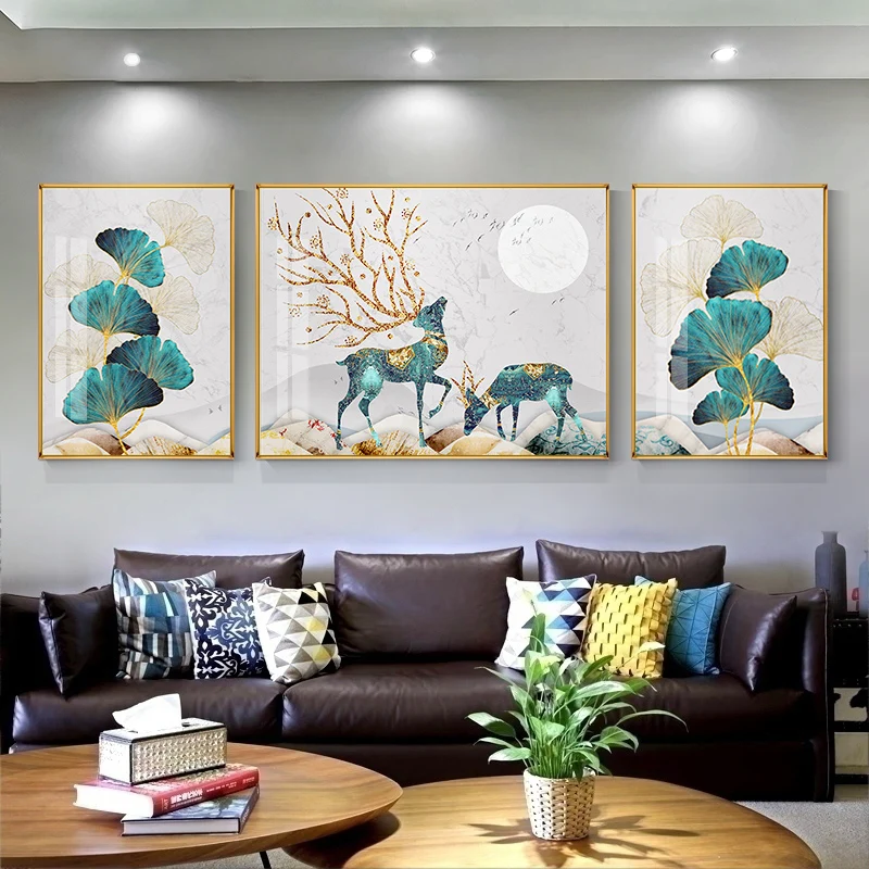 

Modern mat Cross Stitch Kit Deer Le Flower Handmade Embroidery Living Room Bedroom Cotton Fabric Animal Pattern White