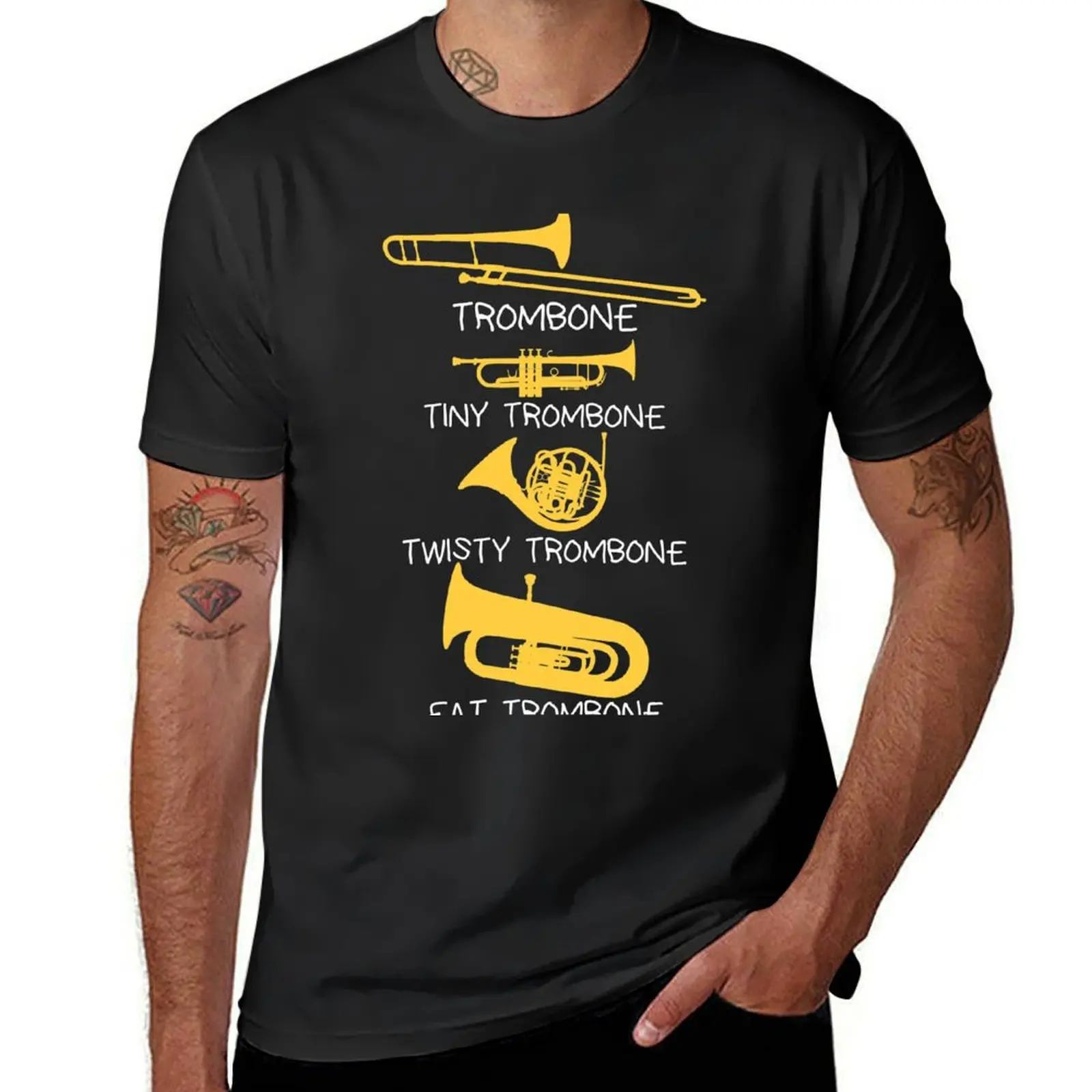 Funny types of trombones, funny trombone gift idea T-Shirt tops plus size tops plus sizes oversized oversized t shirt men