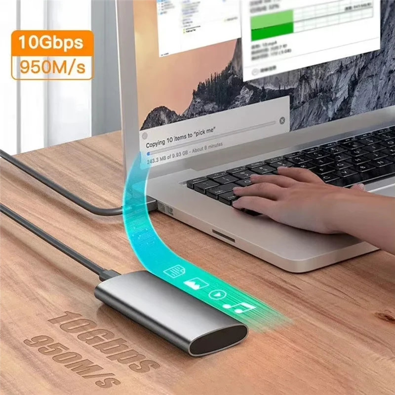 Boîtier SSD M2 protocole Nvme 10Gbps M.2 vers USB Type C 3.2 Gen 2 boîtier externe Nvme Portable boîtier SSD