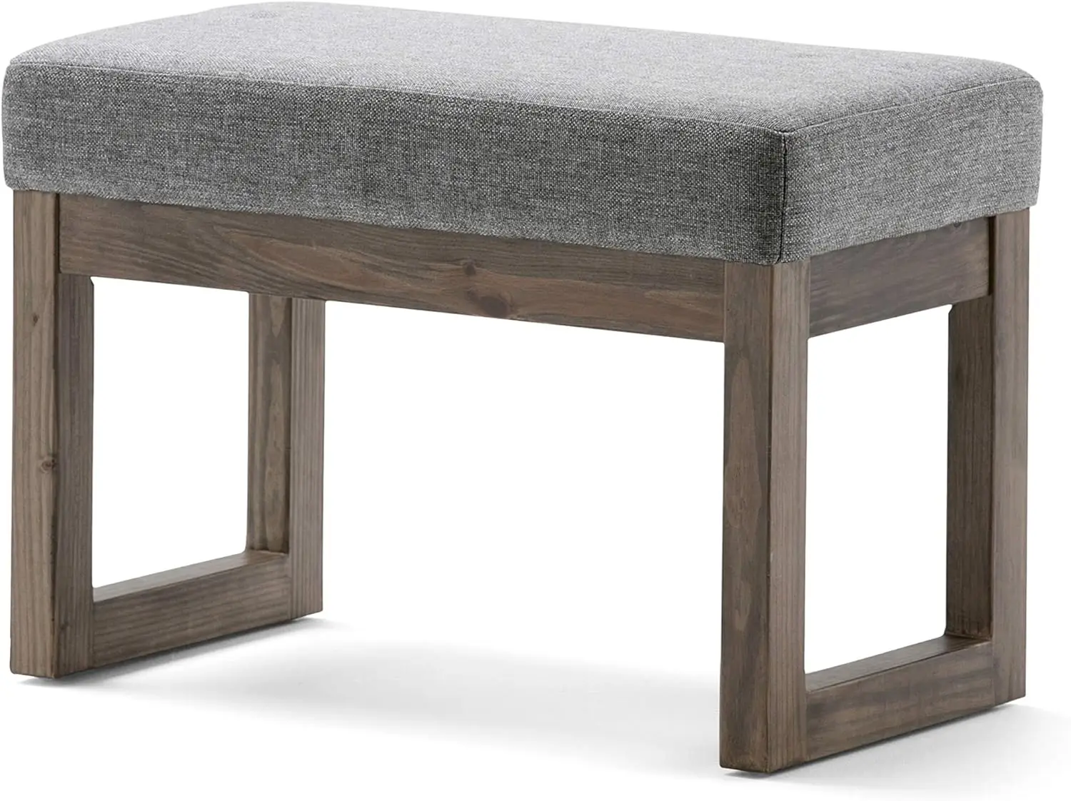 

SIMPLIHOME Milltown 27 Inch Wide Contemporary Rectangle Footstool Ottoman Bench in Grey Linen Look Fabric, For the Living Room a