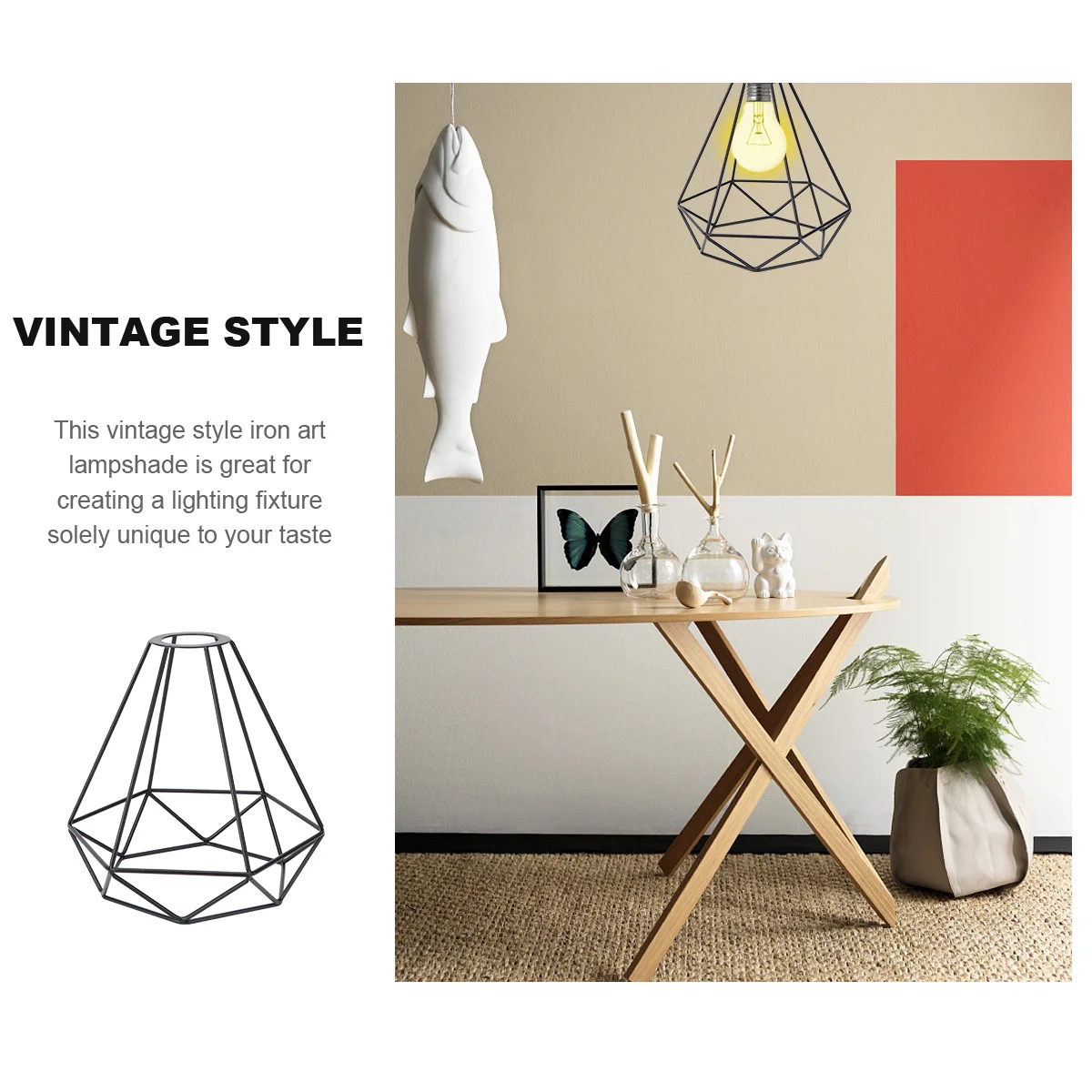 

1Pcs Vintage Iron Art Lampshade Black Rustic Cage Guard Industrial Style Deformed Chandelier Light Fixture for Wall Ceiling