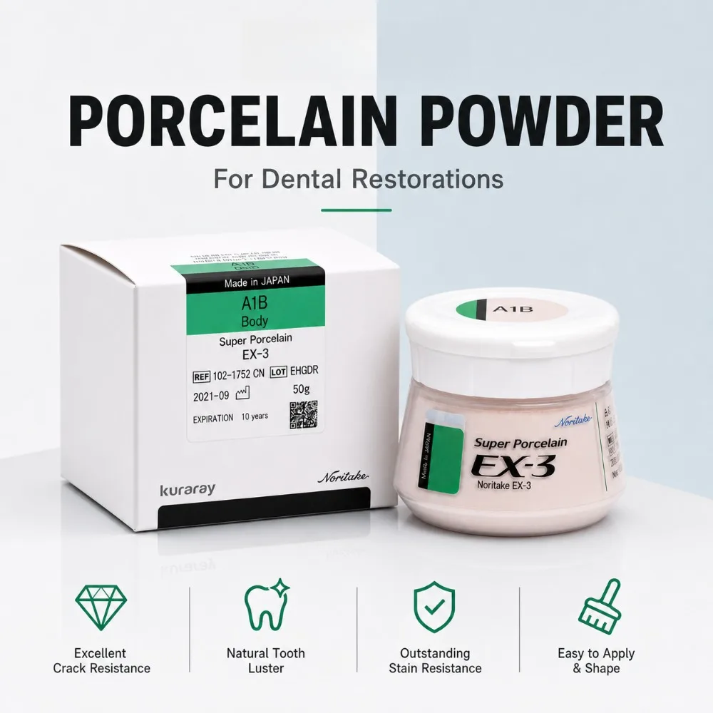 Porcelaine Noritake EX-3 Super Body 50g A1B/A2B/E2/TX Haute Résistance Teinte Naturelle pour Couronne et Pont PFM Restauration Dentaire