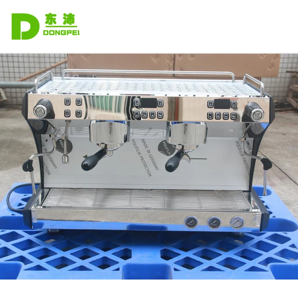 Commercial Imported Pump 9 Bar Double Group Espresso Coffee Machine Battery Stainless Steel 220V Programmable Free Spare Parts