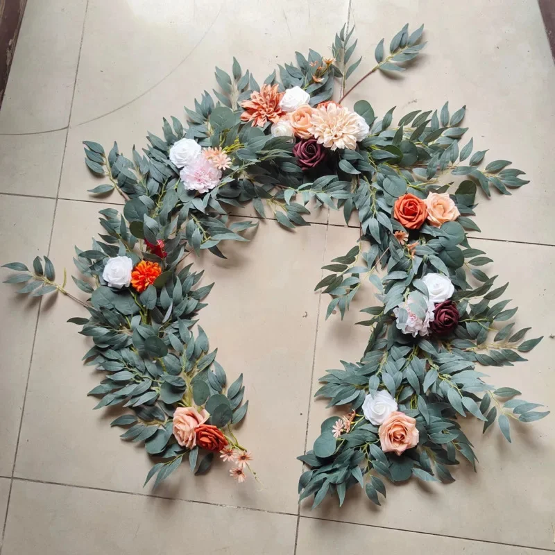 

180cm Wedding Flower Garland Table Simulation Flower Decoration Artificial Rose Long Vine Flower Arch DIY Party Backdrop Pops