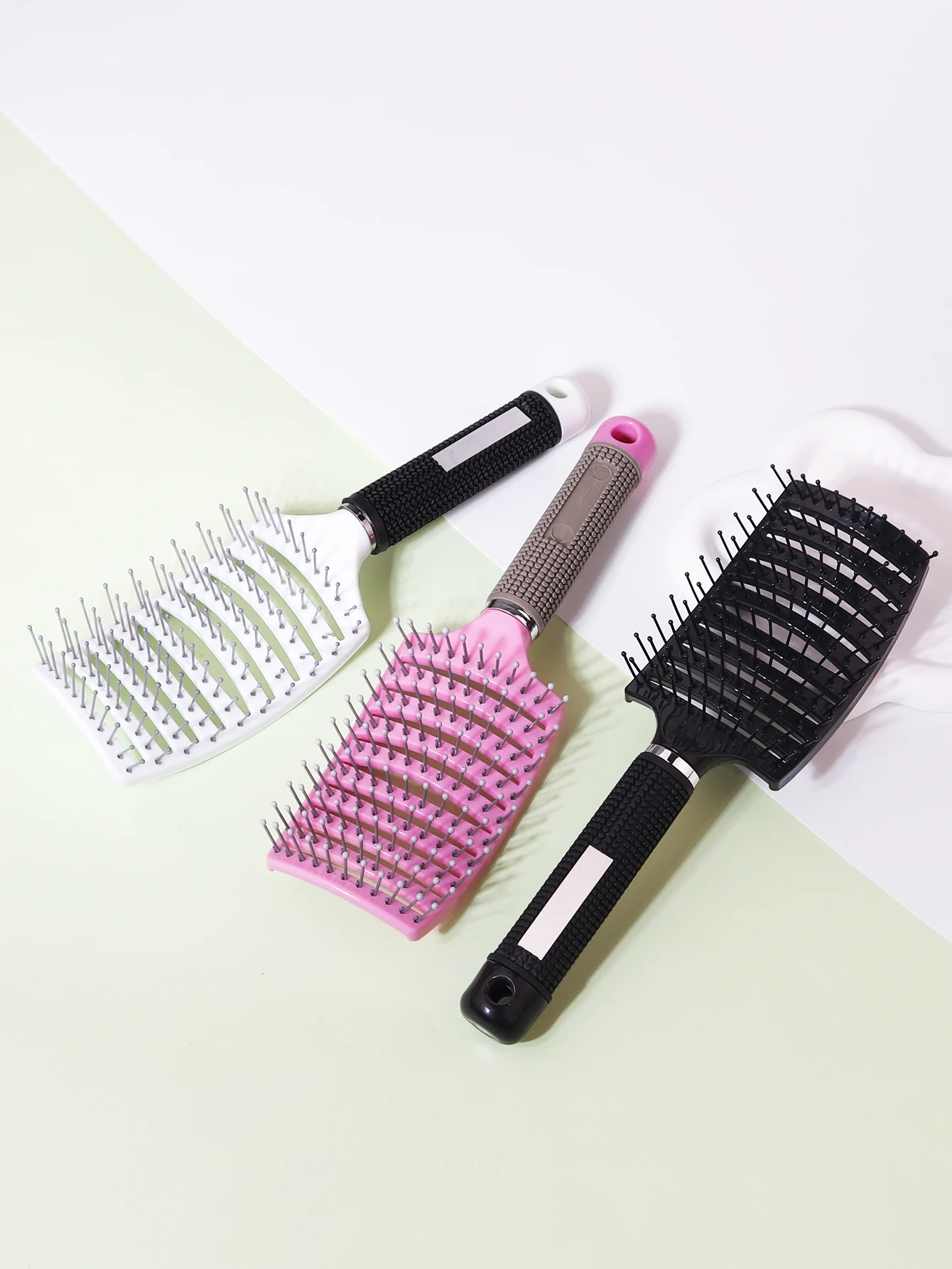 

hollow design anti-static nylon scalp massage hair comb with anti knotting hair, salon hairstyle tool Special for real hair wigs