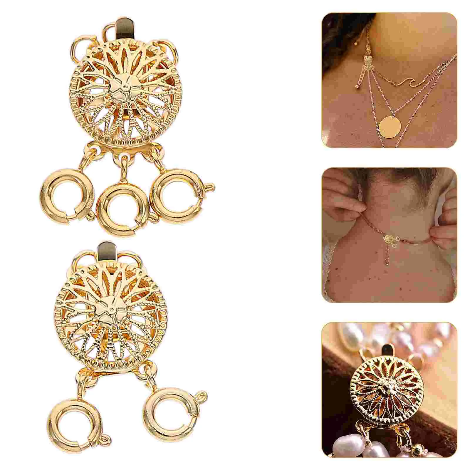 2 pçs colar separador fecho em camadas jóias fazendo fivela ouro rosa 2 3 multi camada colar pulseira acessório