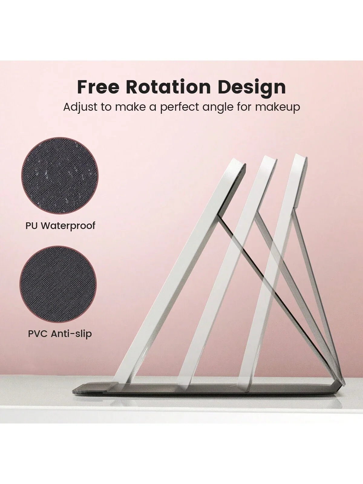 Espejo de maquillaje LED Espejo de belleza iluminado de viaje portátil, iluminación de 3 colores, pantalla táctil regulable, pliegue LED de mesa recargable