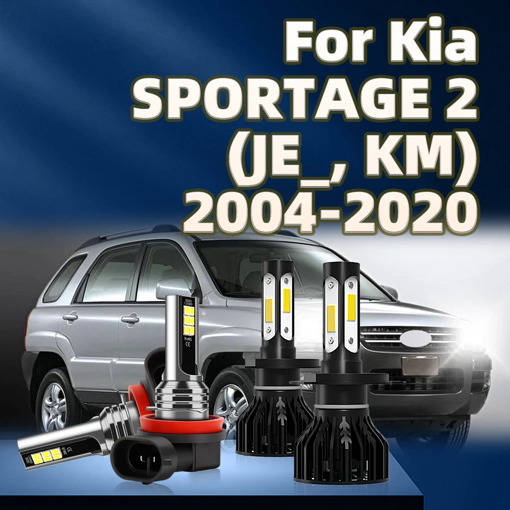 

H4 Car LED Headligh 6000K Super Bright H8 Fog Light Bulb For Kia SPORTAGE 2 JE KM 2004 2005 2006 2007 2008 2009 2010 2011-2020