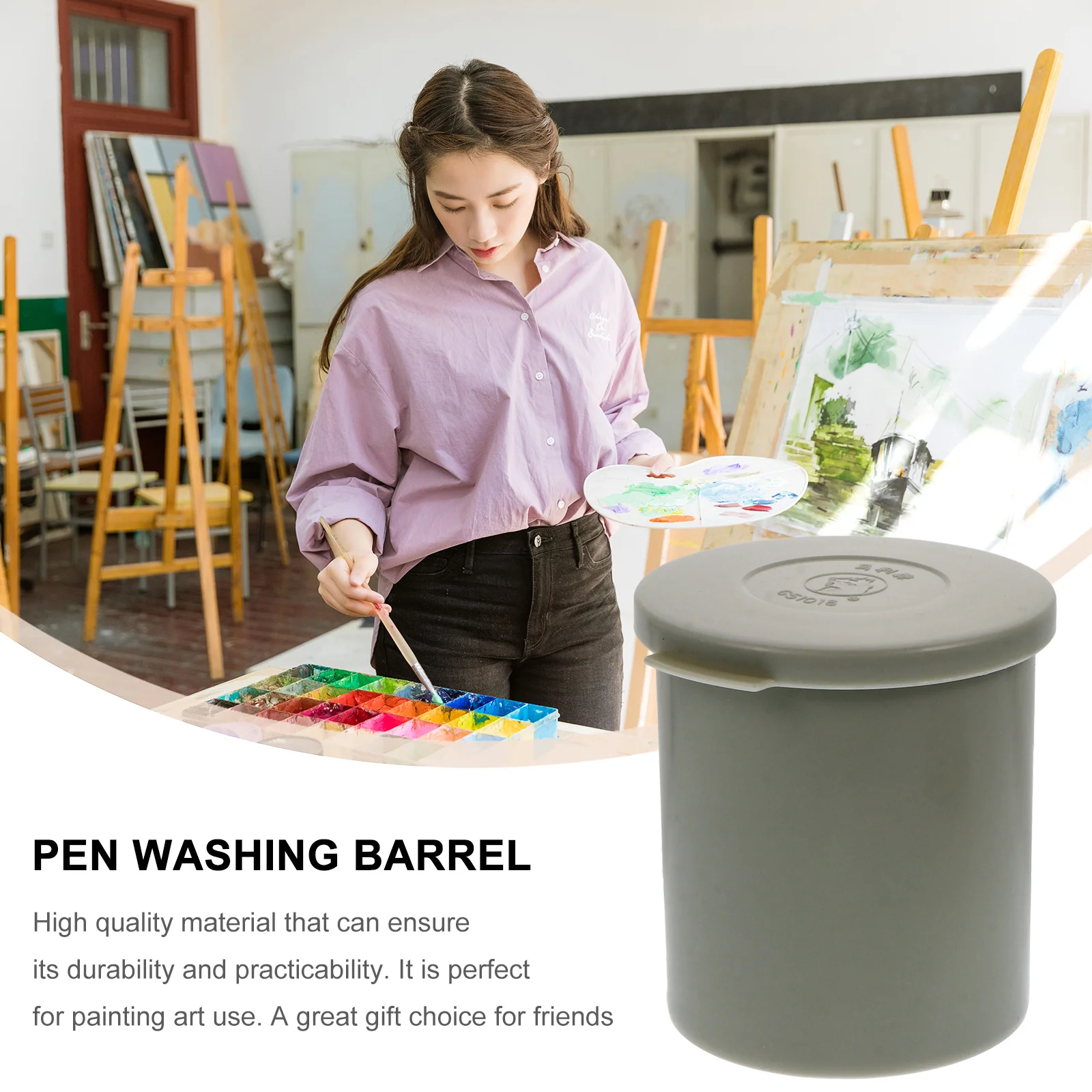 

Brush Washing Container Compact Painting Pen Washing Bucket For Oil Paint Easy Clean Durable Lightweight Art Supply Pen