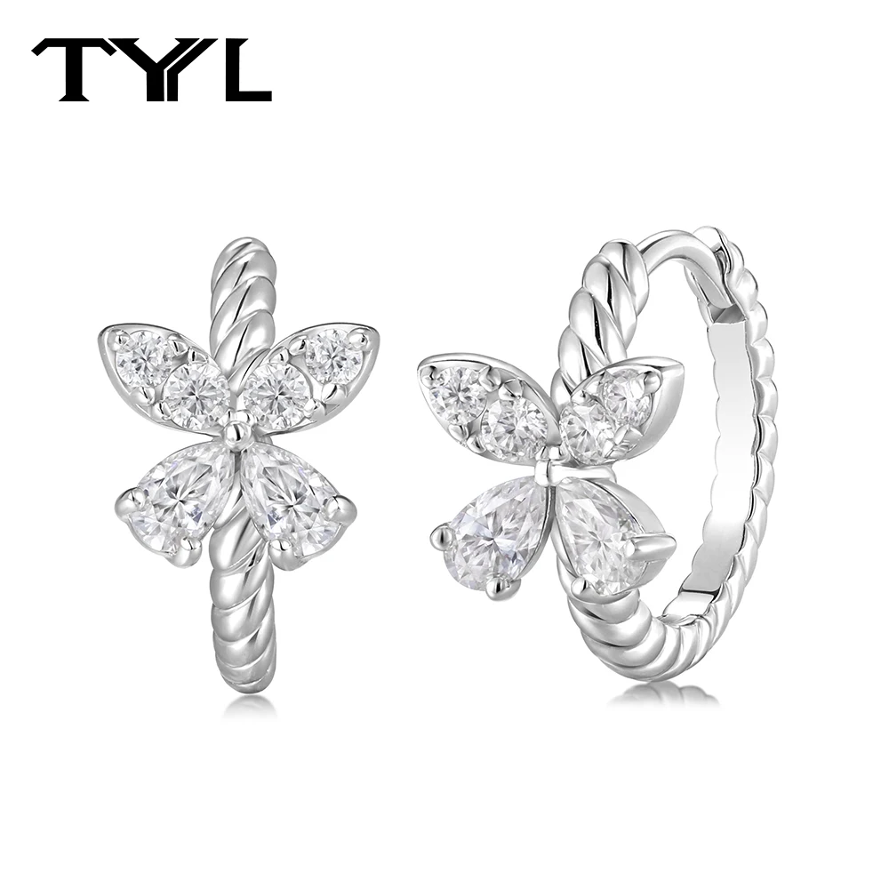 

TYYL Moissanite Butterfly Huggie Earrings for Women Twisted Hoop Earrings 925 Silver Hypoallergenic Earrings Fine Jewelry Gifts