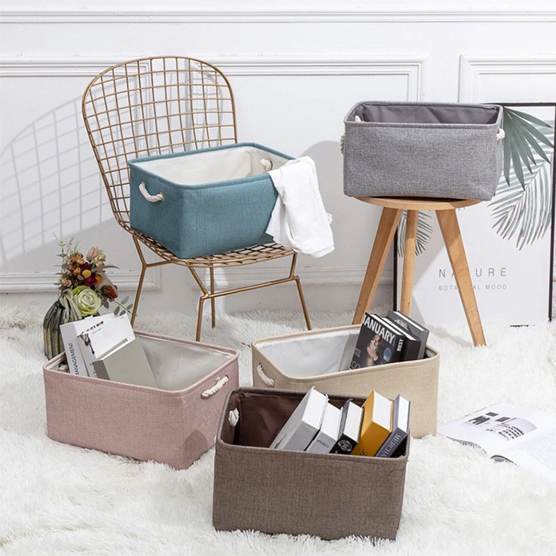 Cabinet Storage Bag Laundry Basket Cotton Linen Folding Storage Baskets Kids Toys Organizer Clothes and Sundries Storage Box