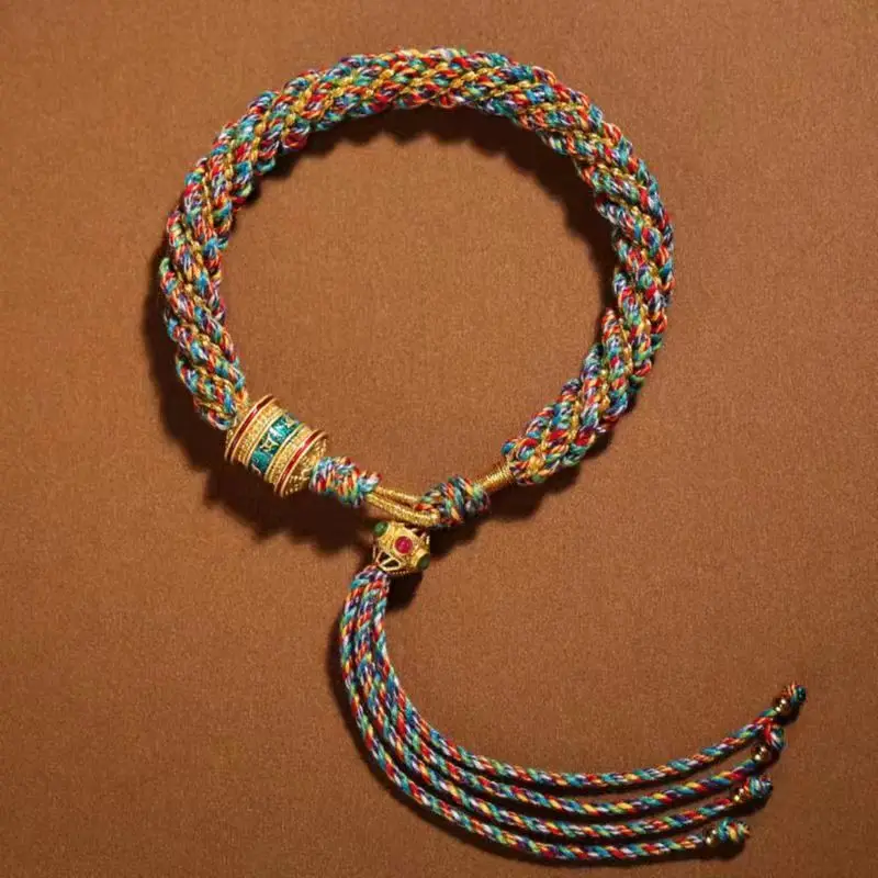 

Handmade Tibetan Bracelet Colorful Thread Good Lucky Charm Rope Bracelet & Bangles for Women Men Knots Red Thread Bracelets