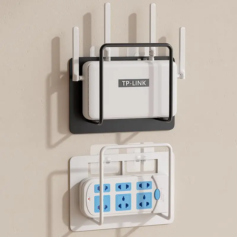 ルーター配置ブラケット-wifi-収納ボックス-壁掛けホルダー-穴あけ不要-簡単整理整頓-ホームリビングルーム-アイアン製