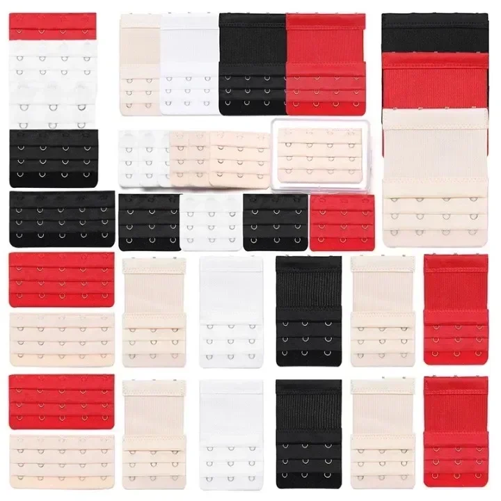 3-12Pcs Ladies Useful Bra black white Extenders Strap Extension 2/3/4 Hooks 3 Rows Adjustable Belt Buckle button accessories DIY