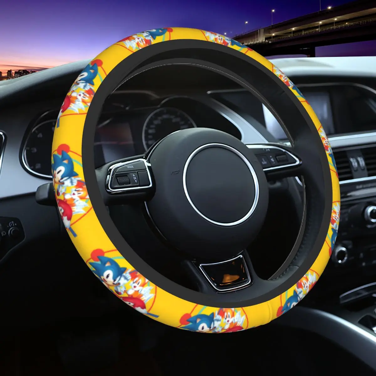 Capa de Volante para Carro S-Soniced Game Auto, 37-38cm, Antiderrapante, Universal, para Homens e Mulheres, Protetor de Volante de 15 Polegadas para Caminhões