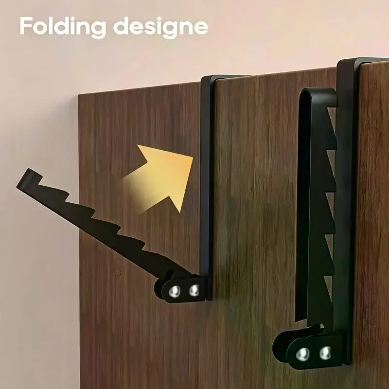 1Pcs Rustproof 5 Grooves Door Organizer Rack Collapsible Hooks Over-Door Coat Rack Creative Space-Saving Drying Laundry Rack