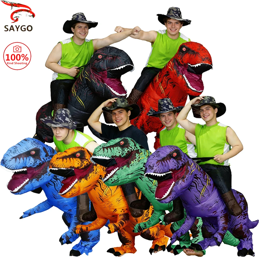 Ride Costume Inflatable Dinosaur T-Rex Halloween Fancy Dress for Adult Costume Dragon Party Outfit animal themed Blow Up cosplay