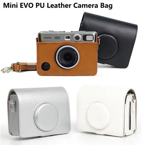 Fujifilm Instax Mini EVO 인스턴트 필름 사진 카메라 (어깨 탈착식 Stra 포함) 용 새 PVC PU 가죽 보호 가방 케이스 커버