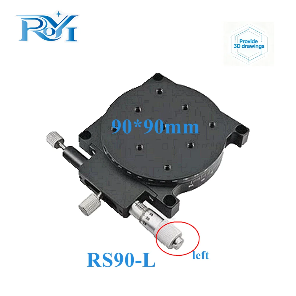 RS90‑L/RS90‑R 60mm R Axis Manual Rotary Stage 360Degree High Precision Optical Angle Adjustment Micrometer Rotary Slide Platform